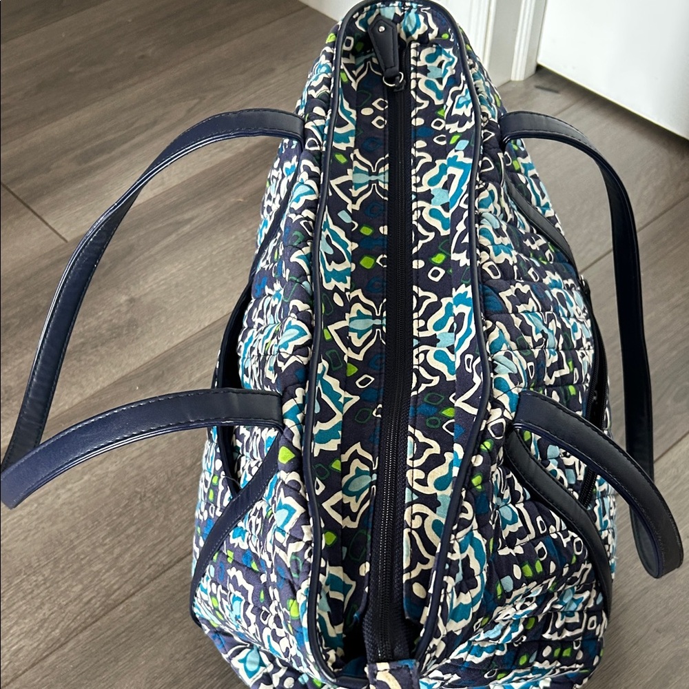 Vera Bradley Navy and Teal Patterned Tote - Picture 3 of 9